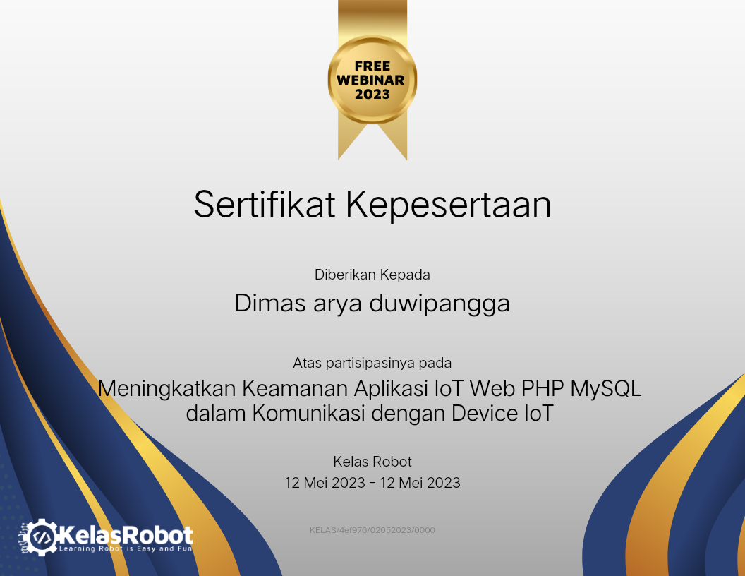 Certificate of Participation: Enhancing Security of IoT Web Applications